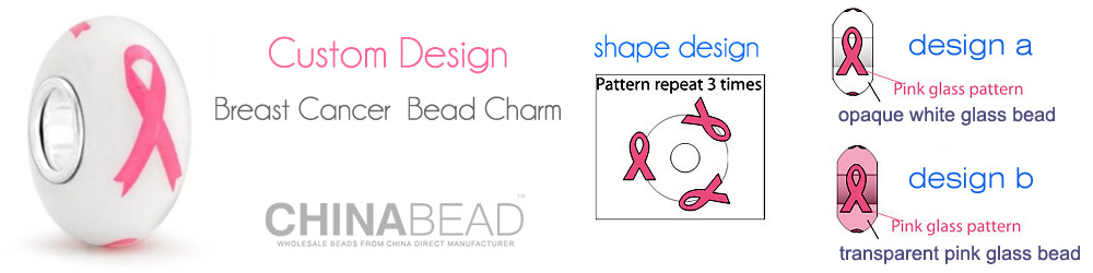 custom design breast cancer glass bead charms