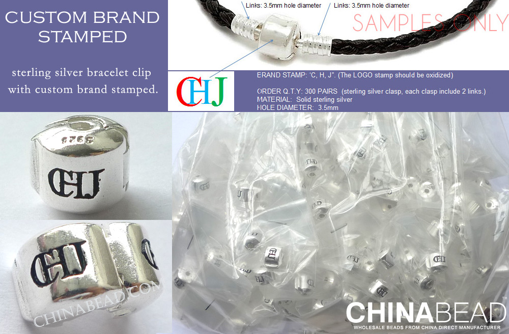 Custom Brand Stamped Bracelet Clips