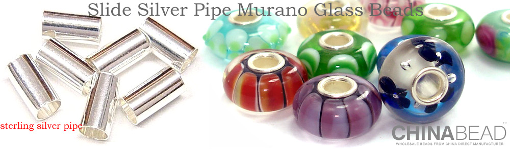 slide silverpipe murano beads