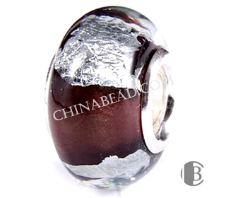 925 silver double core foil design murano bead