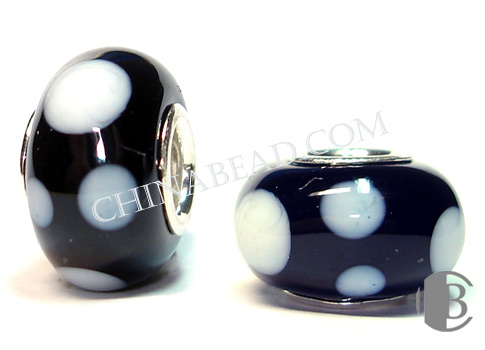 double silver core murano glass bead