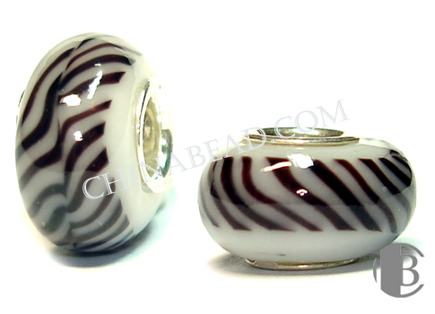 double silver core murano glass bead