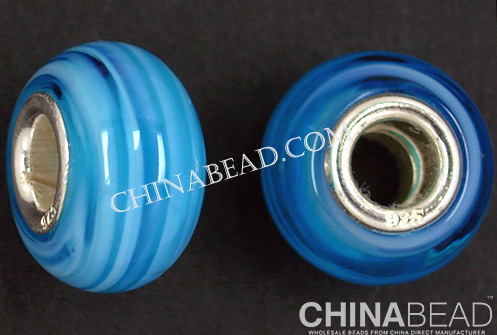 website show blue design silver core glass beads