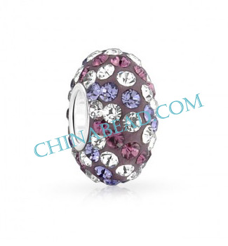 cz stones 925 silver core bead charm